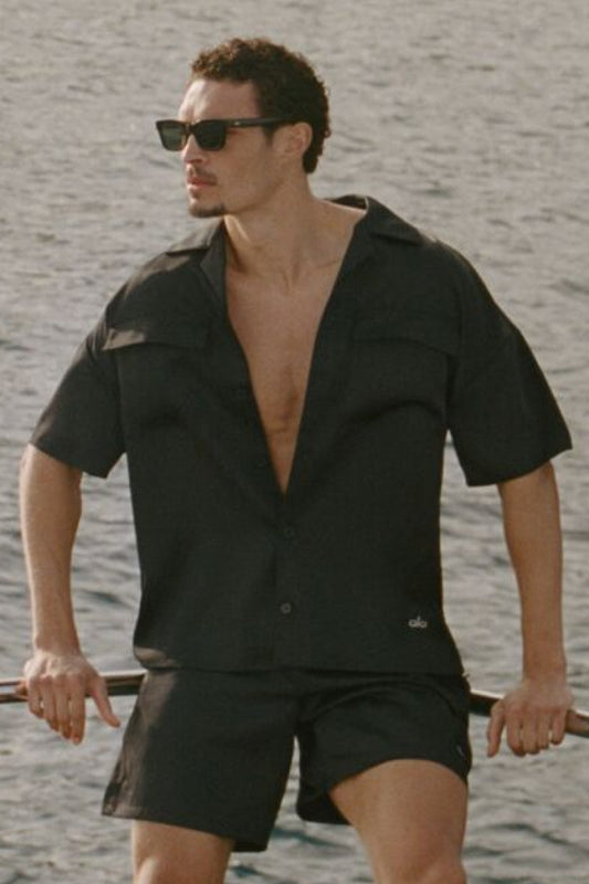 Satin Horizon Short Sleeve Button Up