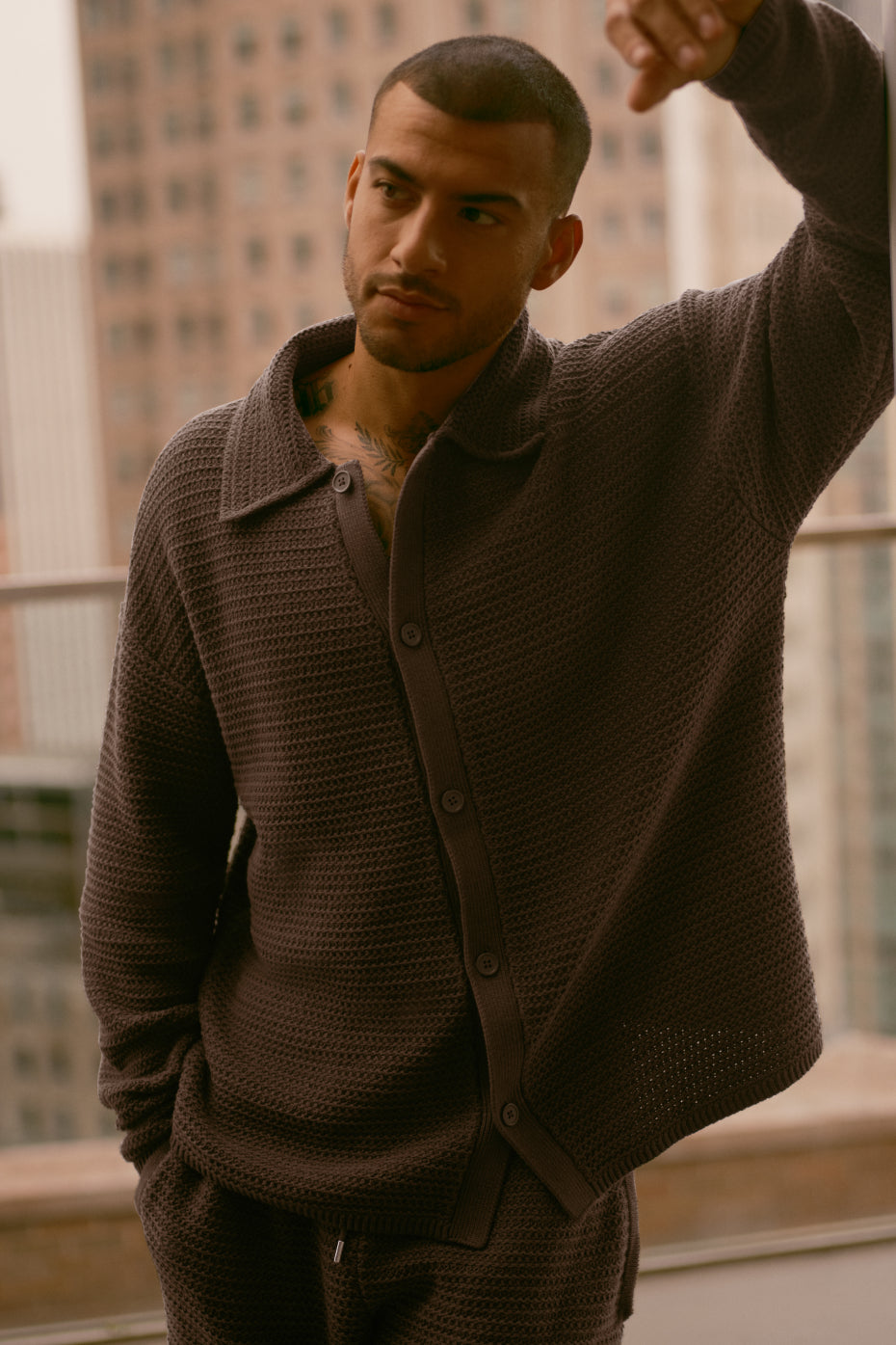 Shift Knit Button Up Long Sleeve
