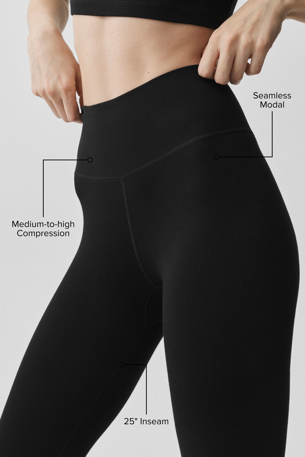 Legging Côtelé Taille Haute 7/8 Sans Coutures Modal