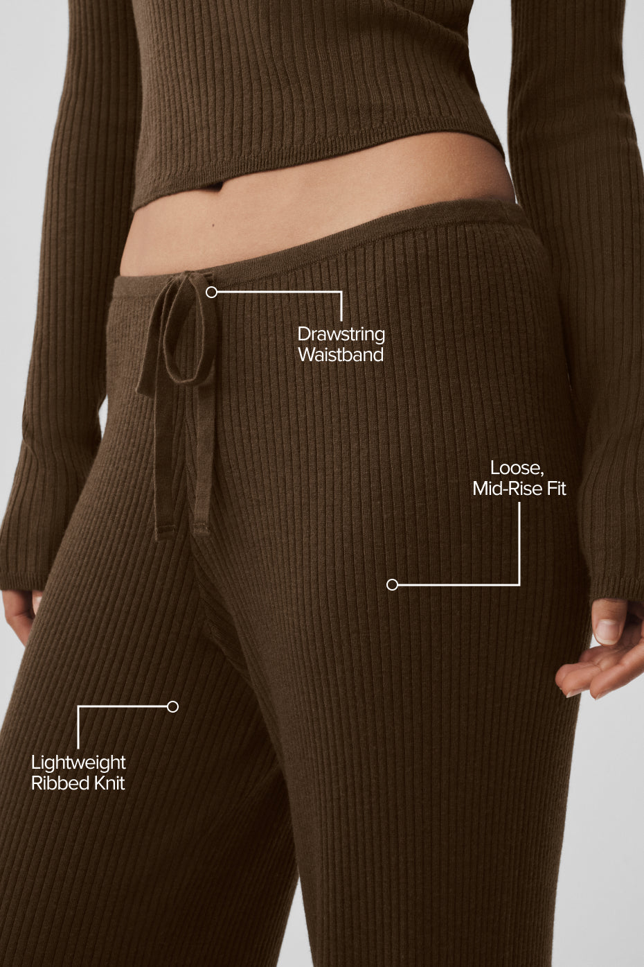 Pantalon Large En Maille Taille Mi-Haute Unwind