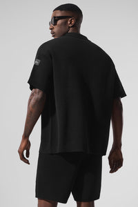 Sports Club Sweater Knit Short Sleeve Button Up