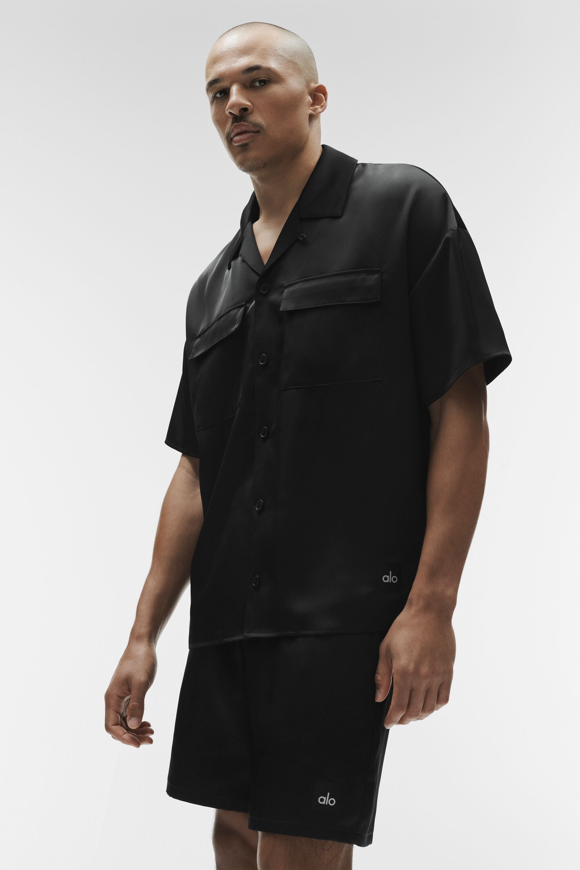 Satin Horizon Short Sleeve Button Up