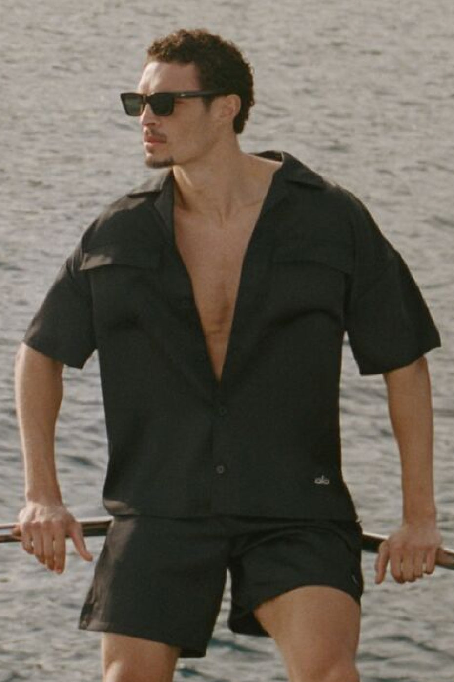 Satin Horizon Short Sleeve Button Up
