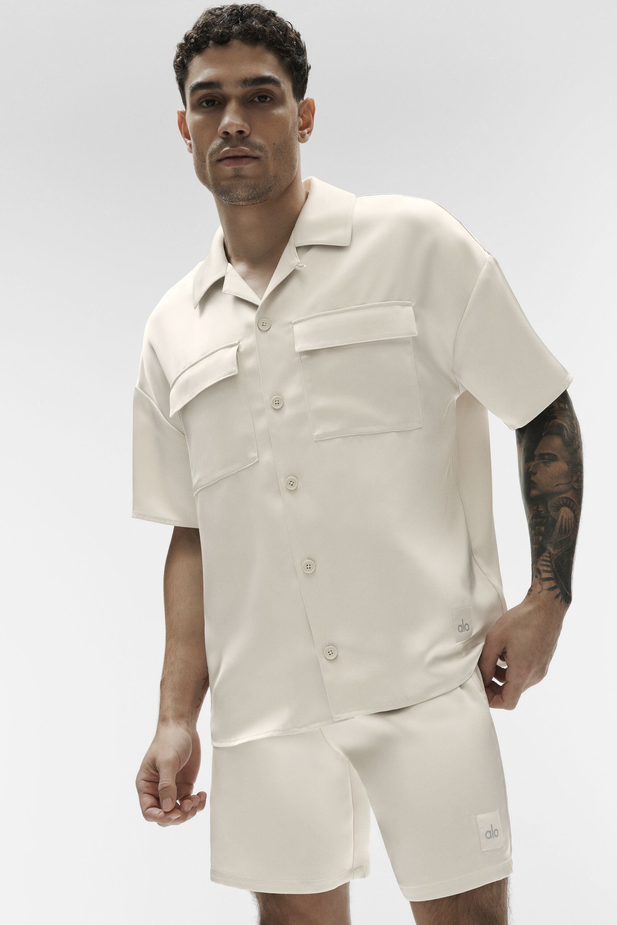 Satin Horizon Short Sleeve Button Up