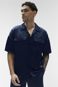 Satin Horizon Short Sleeve Button Up