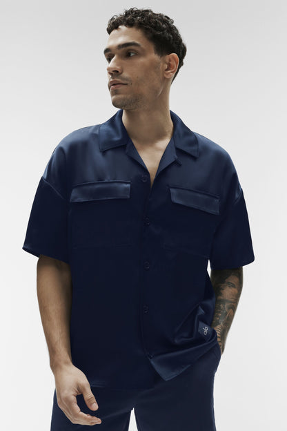 Satin Horizon Short Sleeve Button Up