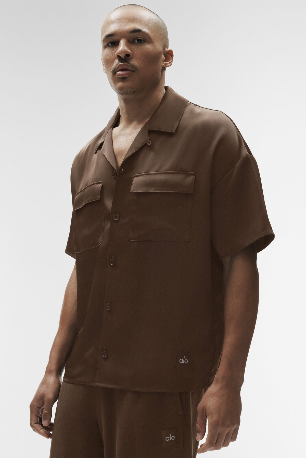 Satin Horizon Short Sleeve Button Up