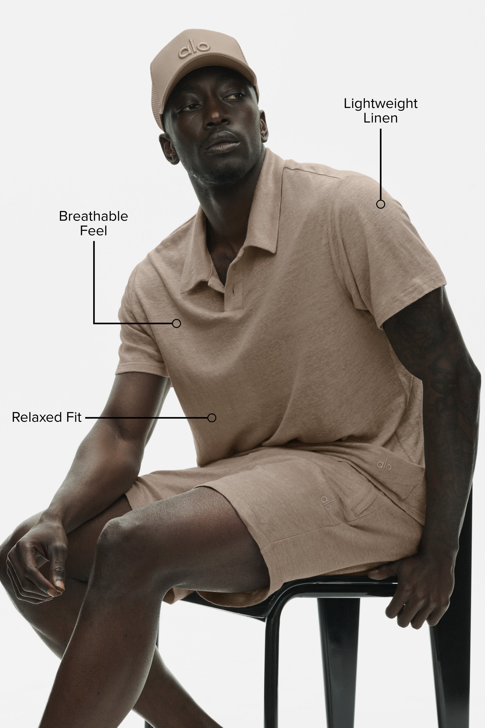 Linen Jersey Coastal Short Sleeve Polo