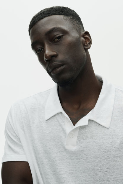 Linen Jersey Coastal Short Sleeve Polo