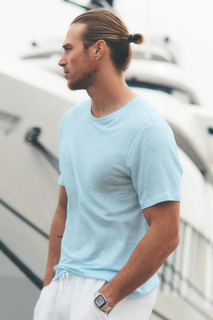 T-Shirt Manches Courtes En Jersey De Lin Coastal