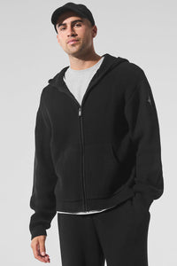 Sweat Zippé En Maille Côtelée Domain