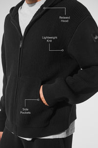 Sweat Zippé En Maille Côtelée Domain