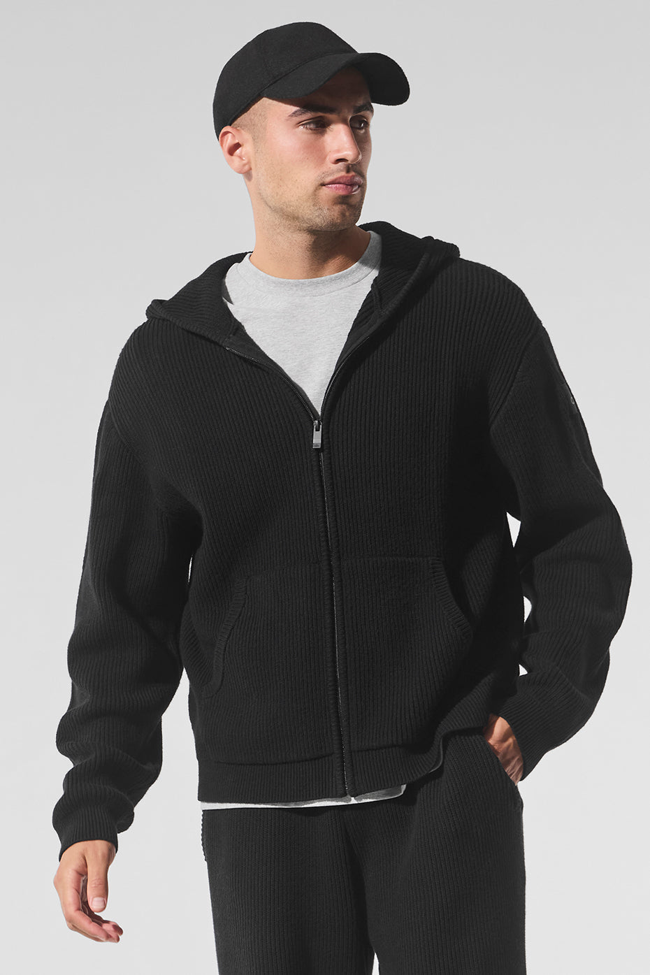 Sweat Zippé En Maille Côtelée Domain