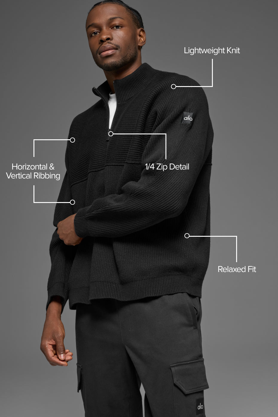 Domain Shift Rib Knit 1/4 Zip Sweater