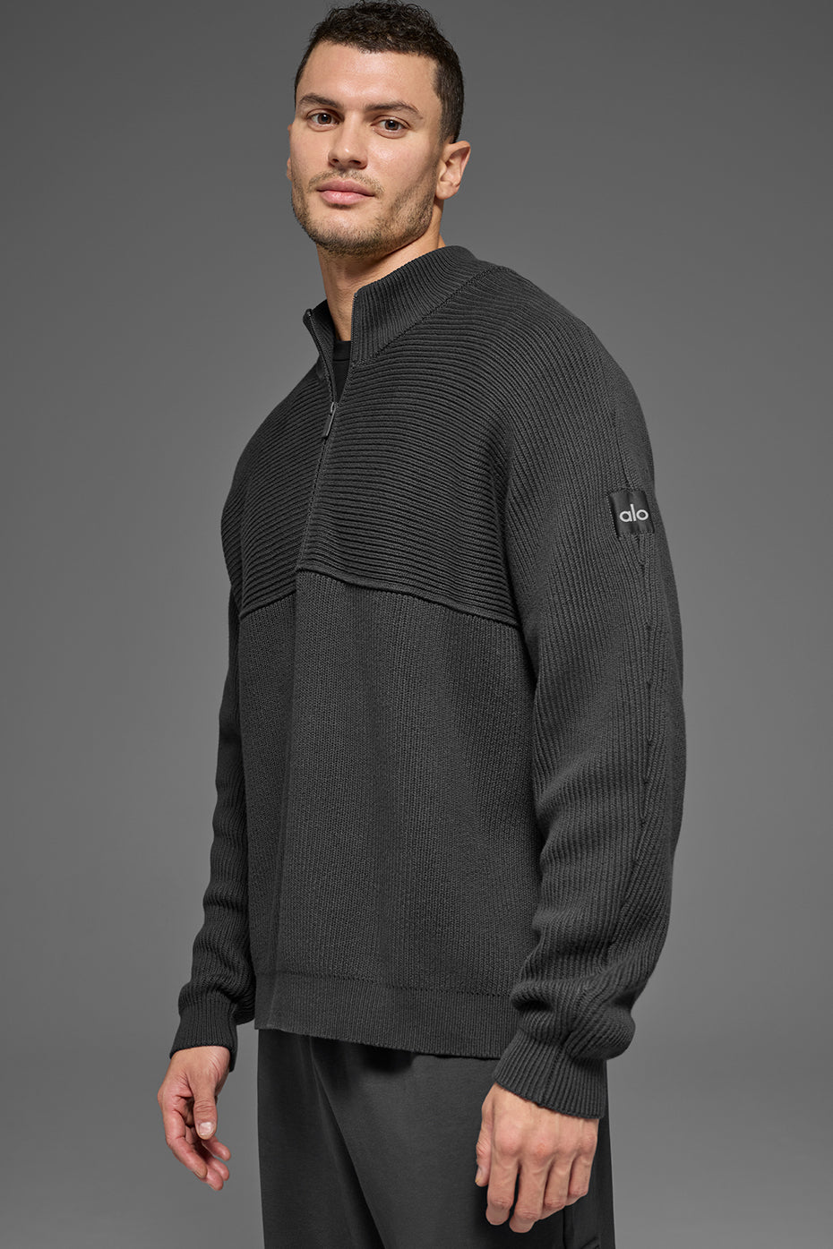 Pull Zippé 1/4 En Maille Côtelée Domain Shift