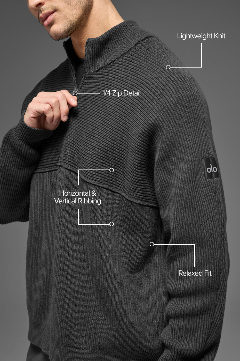 Domain Shift Rib Knit 1/4 Zip Sweater