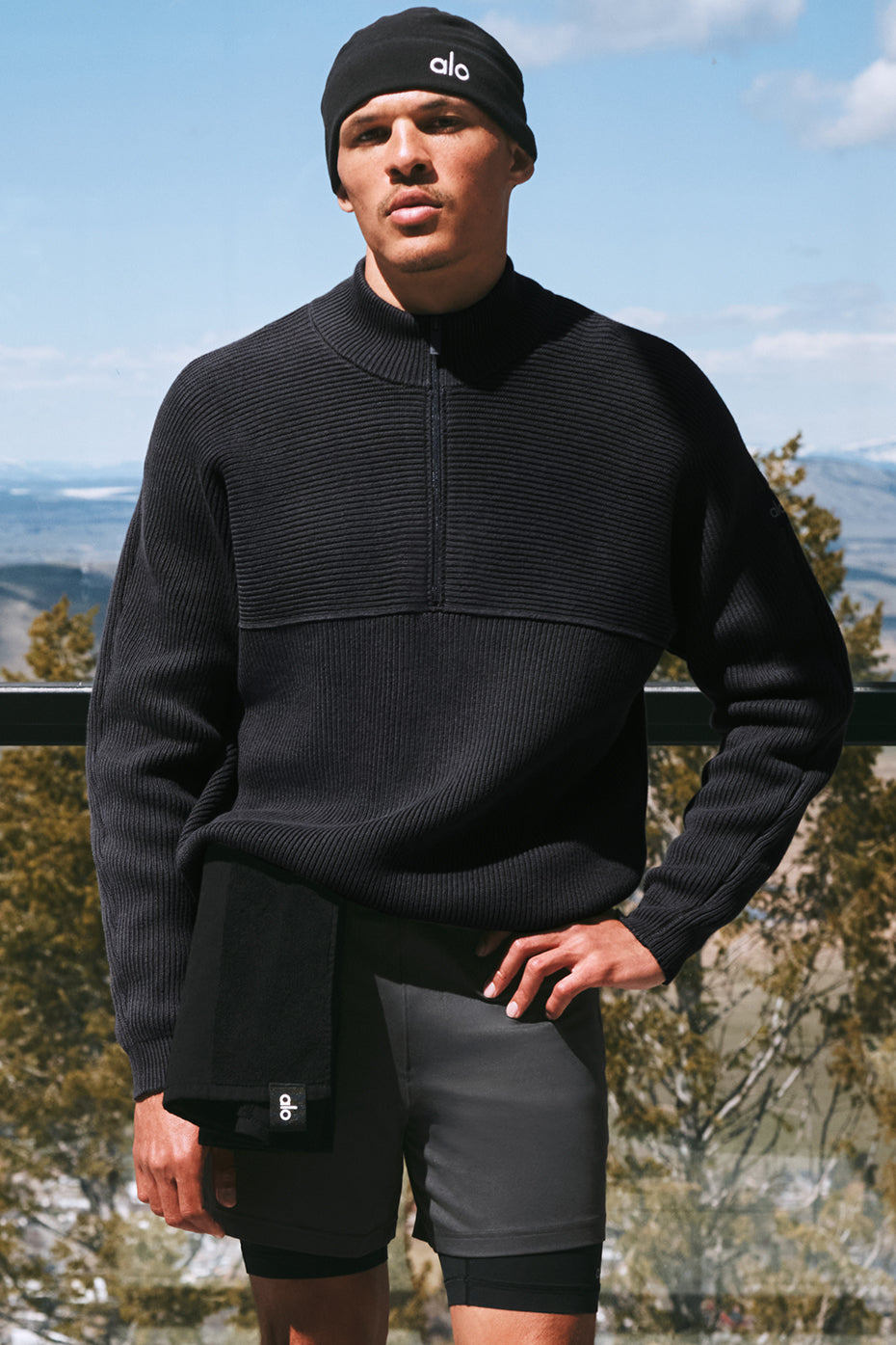 Domain Shift Rib Knit 1/4 Zip Sweater