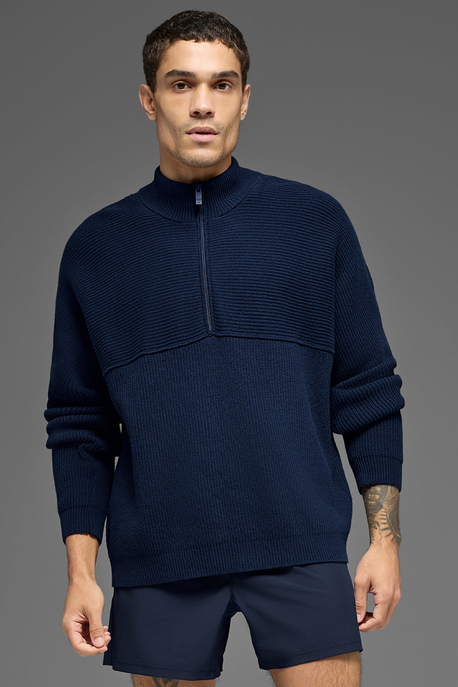 Domain Shift Rib Knit 1/4 Zip Sweater