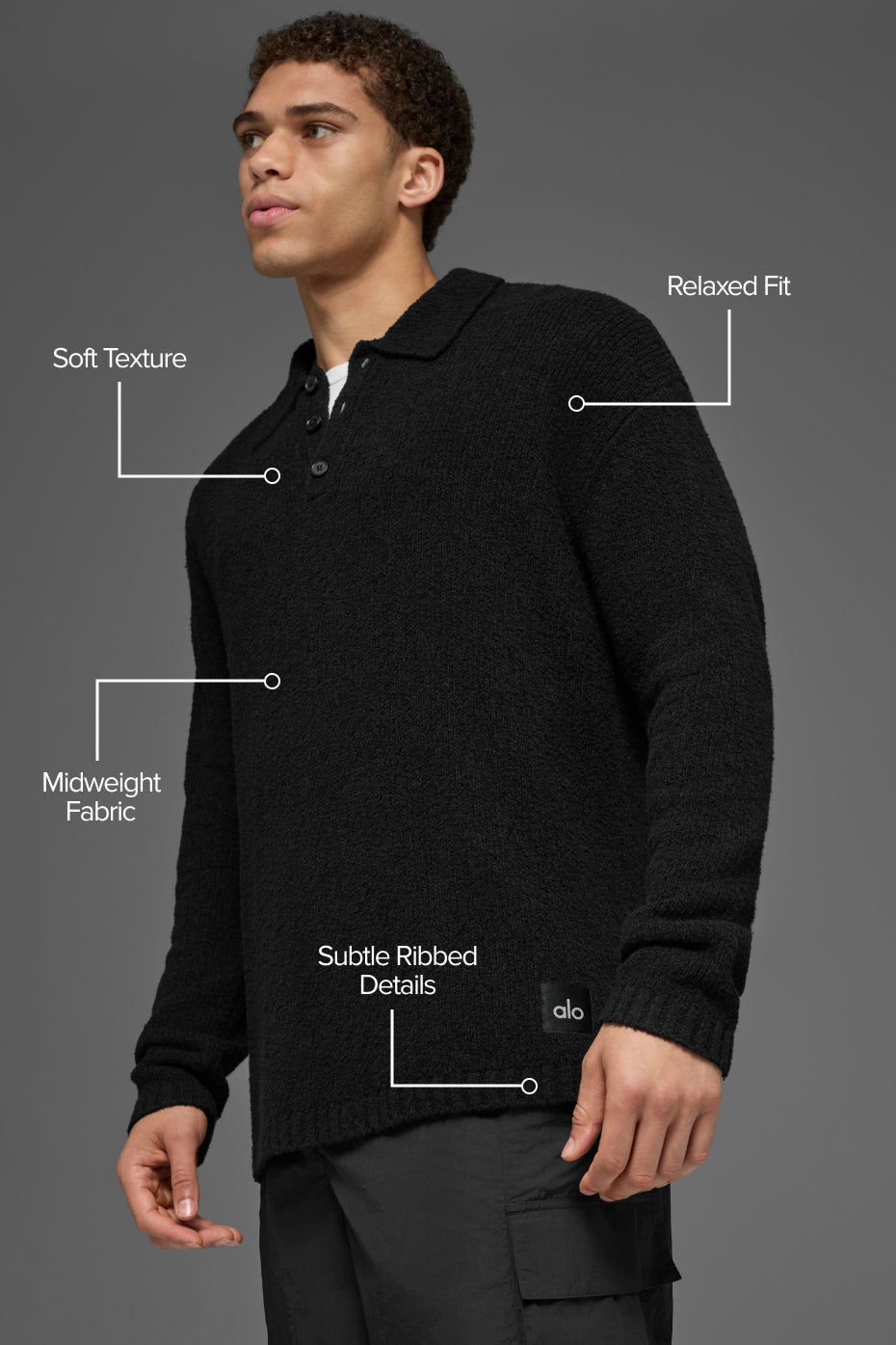Polo Manches Longues En Maille Texturée