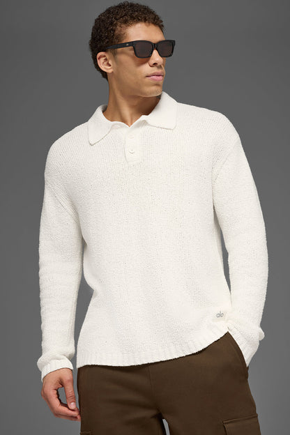 Polo Manches Longues En Maille Texturée