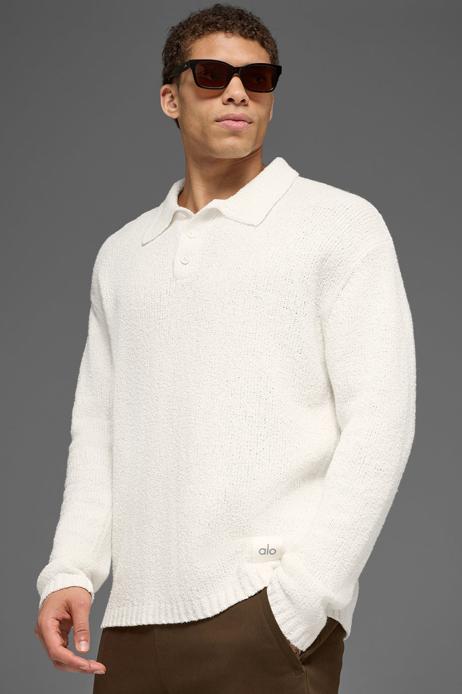 Polo Manches Longues En Maille Texturée