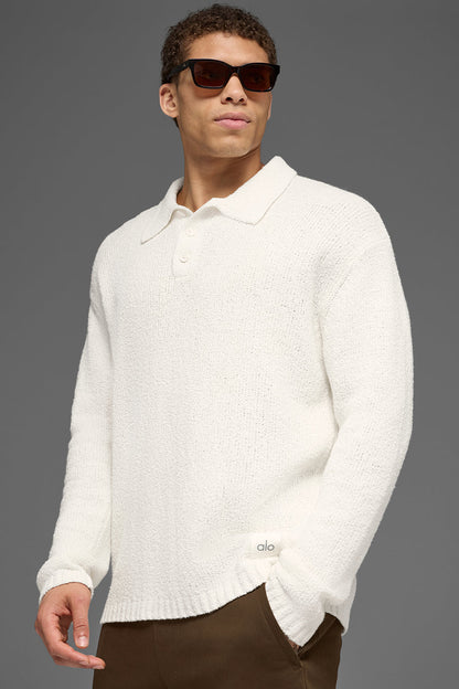 Polo Manches Longues En Maille Texturée