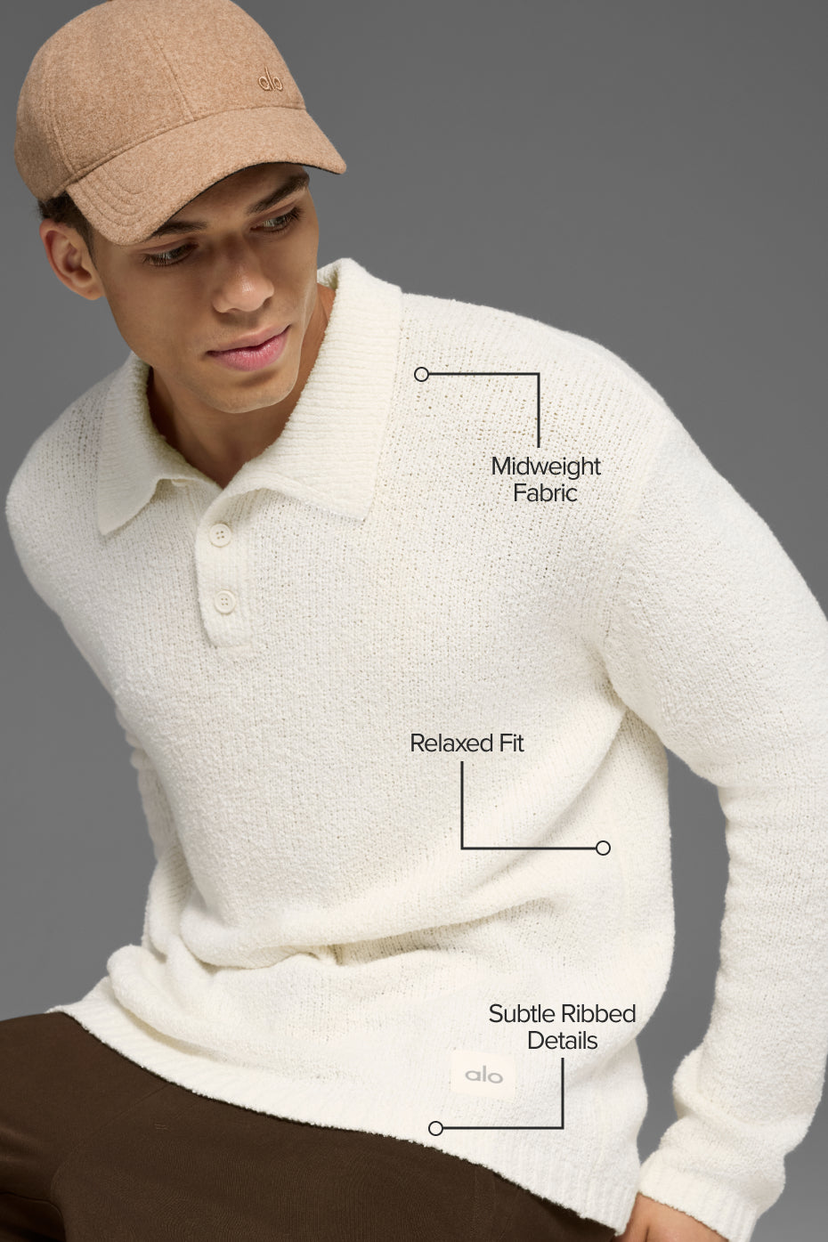 Polo Manches Longues En Maille Texturée