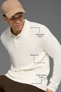 Polo Manches Longues En Maille Texturée