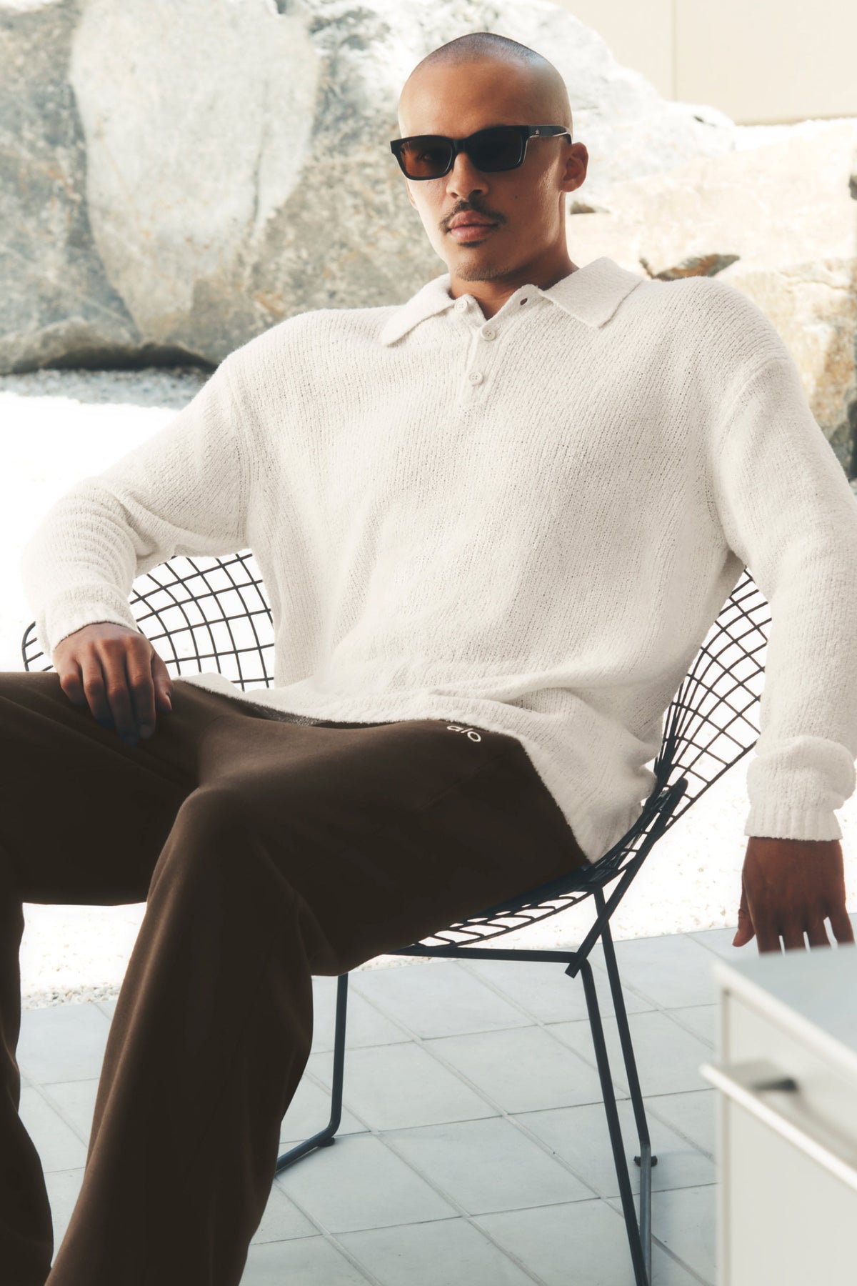 Polo Manches Longues En Maille Texturée
