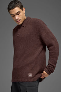 Textured Knit Long Sleeve Polo