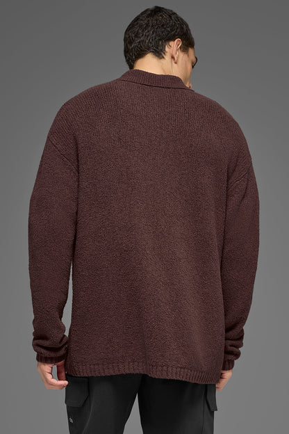 Textured Knit Long Sleeve Polo