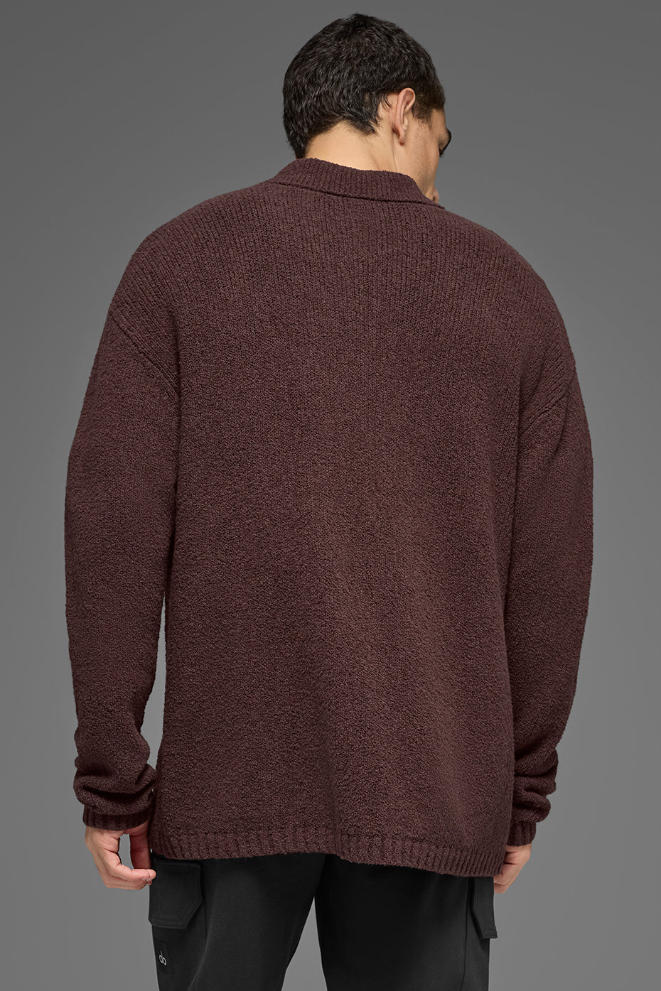 Textured Knit Long Sleeve Polo