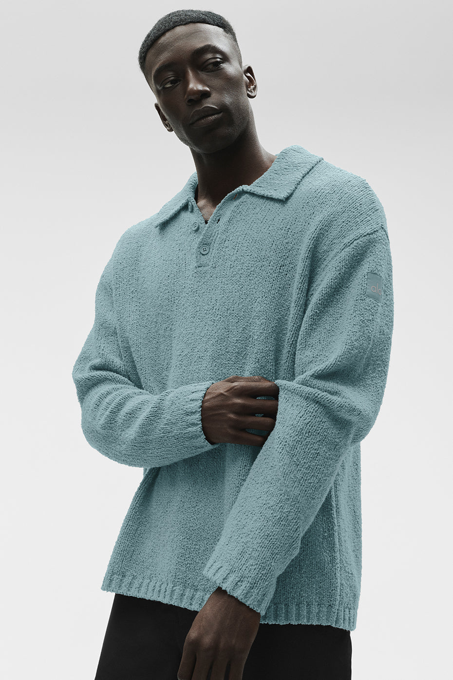 Polo Manches Longues En Maille Texturée