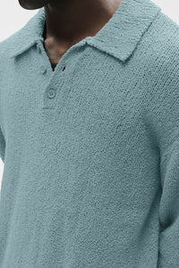 Polo Manches Longues En Maille Texturée