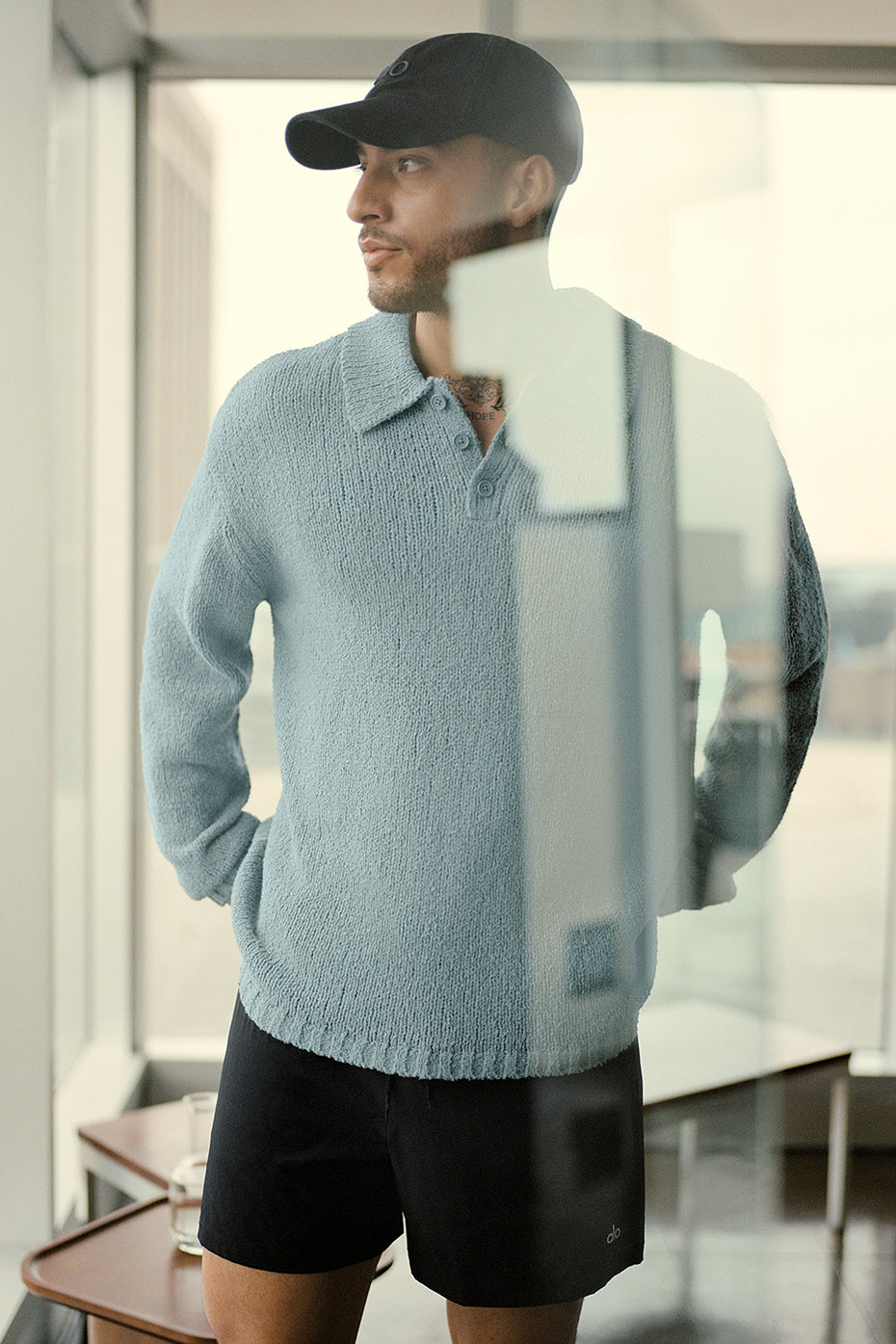 Polo Manches Longues En Maille Texturée