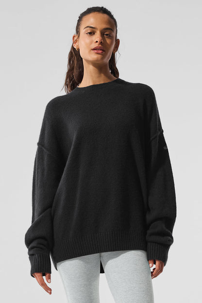 Pull unisexe à col rond en laine et cachemire