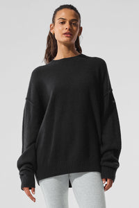 Pull unisexe à col rond en laine et cachemire