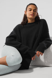 Pull unisexe à col rond en laine et cachemire