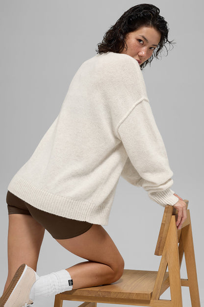 Pull unisexe à col rond en laine et cachemire