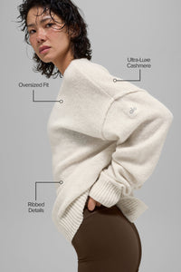 Pull unisexe à col rond en laine et cachemire