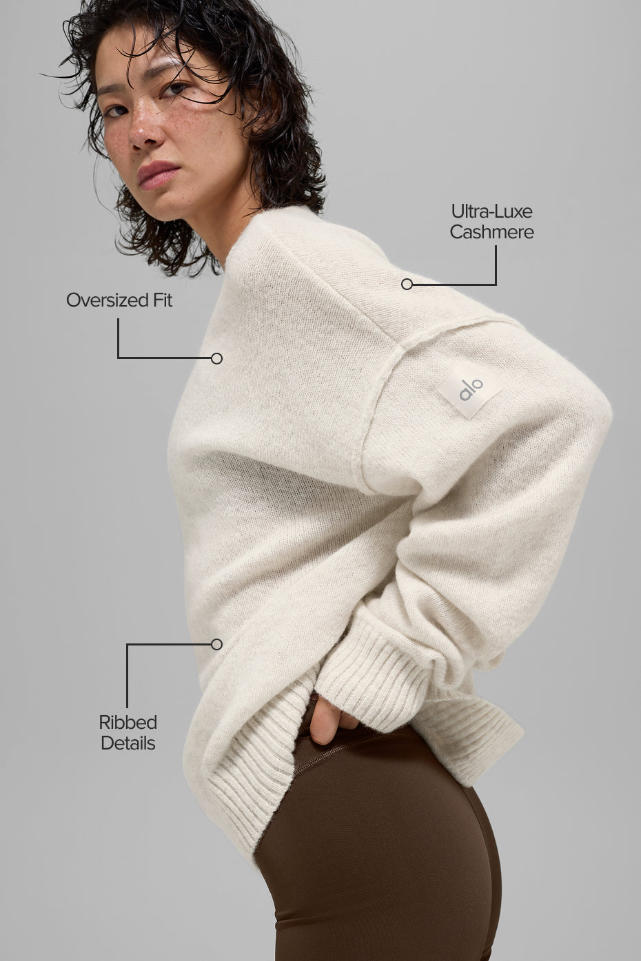 Pull unisexe à col rond en laine et cachemire