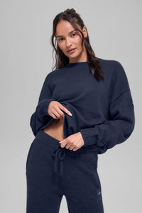 Pull unisexe à col rond en laine et cachemire