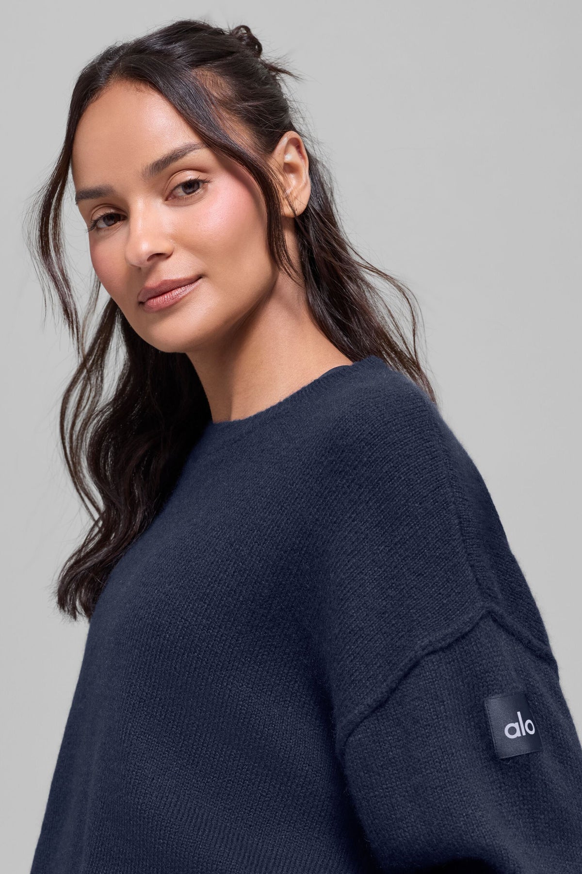 Pull unisexe à col rond en laine et cachemire