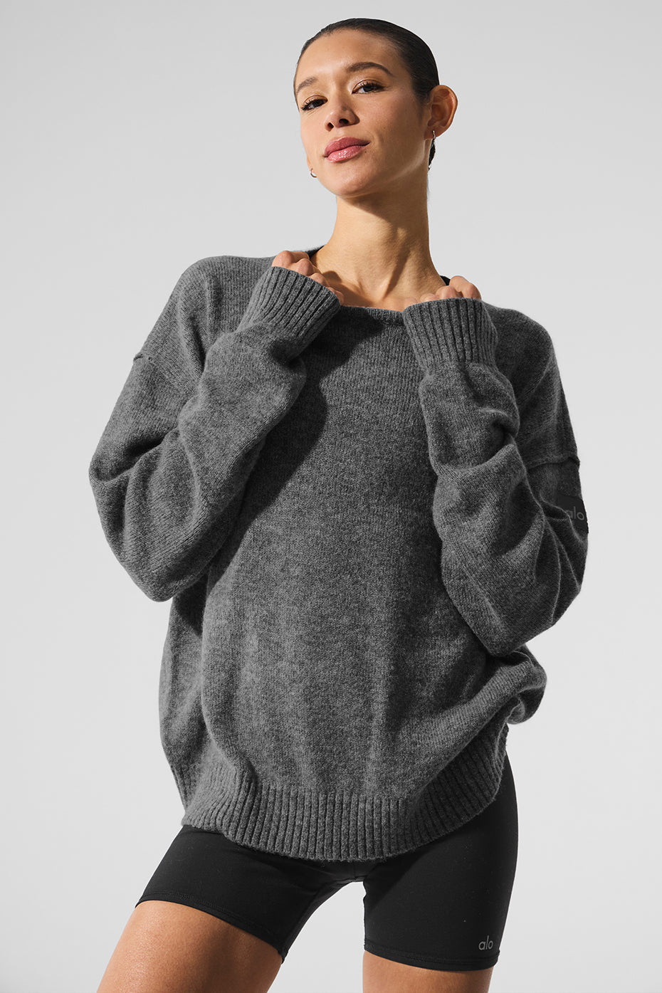 Pull unisexe à col rond en laine et cachemire