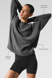 Pull unisexe à col rond en laine et cachemire