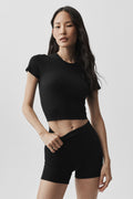 Seamless Modal Ribbed Cropped Short Sleeve
