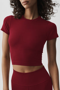 Seamless Modal Ribbed Cropped Short Sleeve