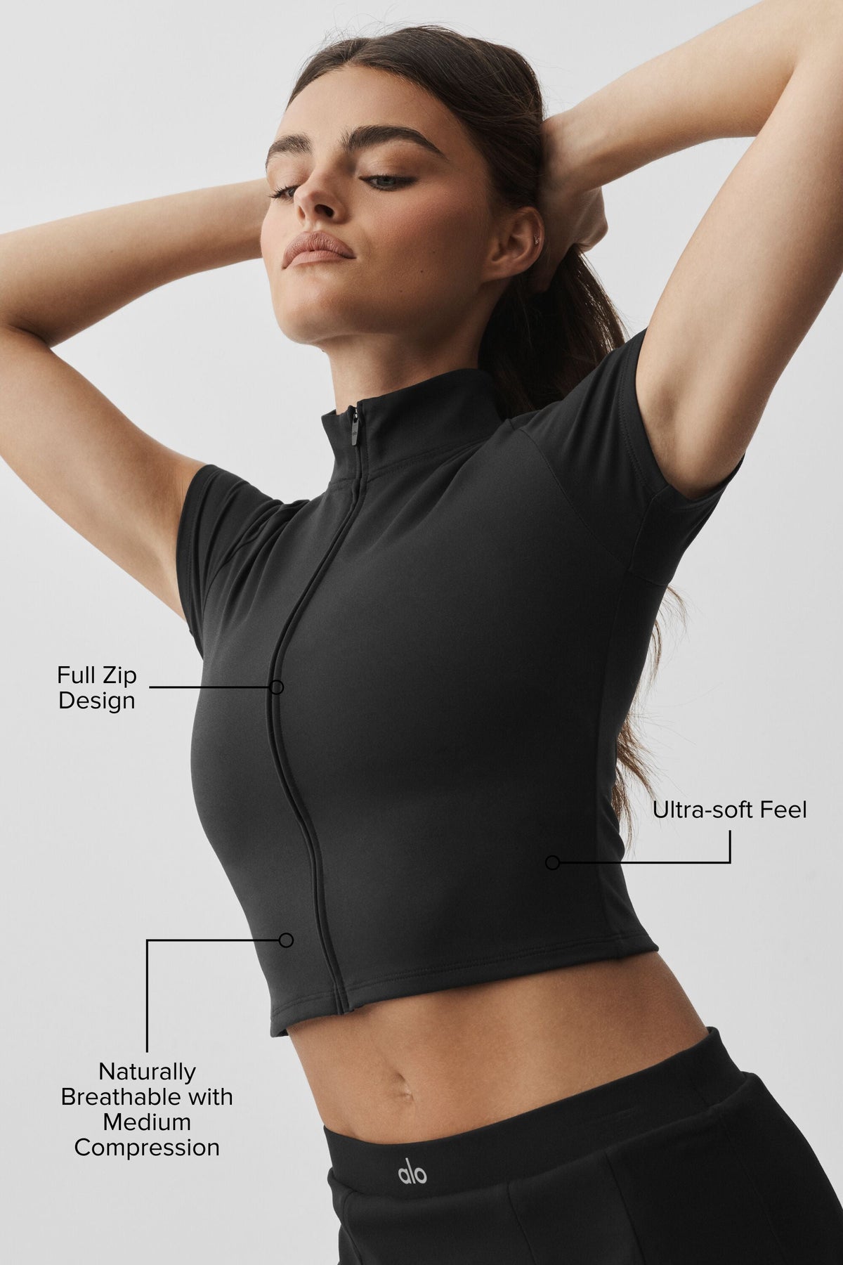 Haut Zippé Manches Courtes ALO Softsculpt
