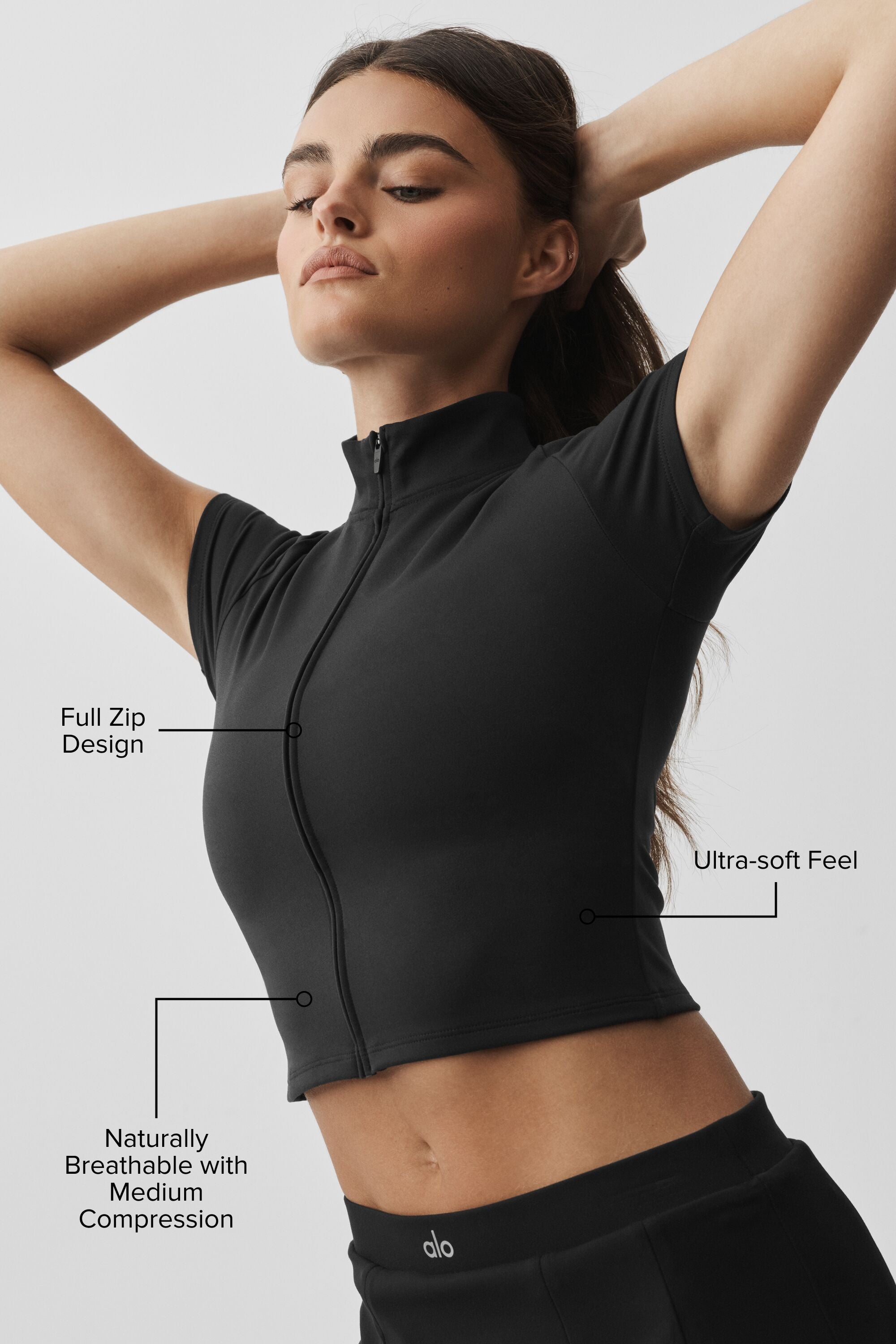Haut Zippé Manches Courtes ALO Softsculpt