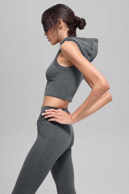Seamless Two Tone Rib Hooded Vest